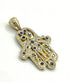 14K Yellow Gold & Diamond Khamsa with Sapphire Stones Necklace